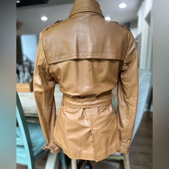 Burberry London Lambskin Leather Trench Jacket - Picture 4 of 16